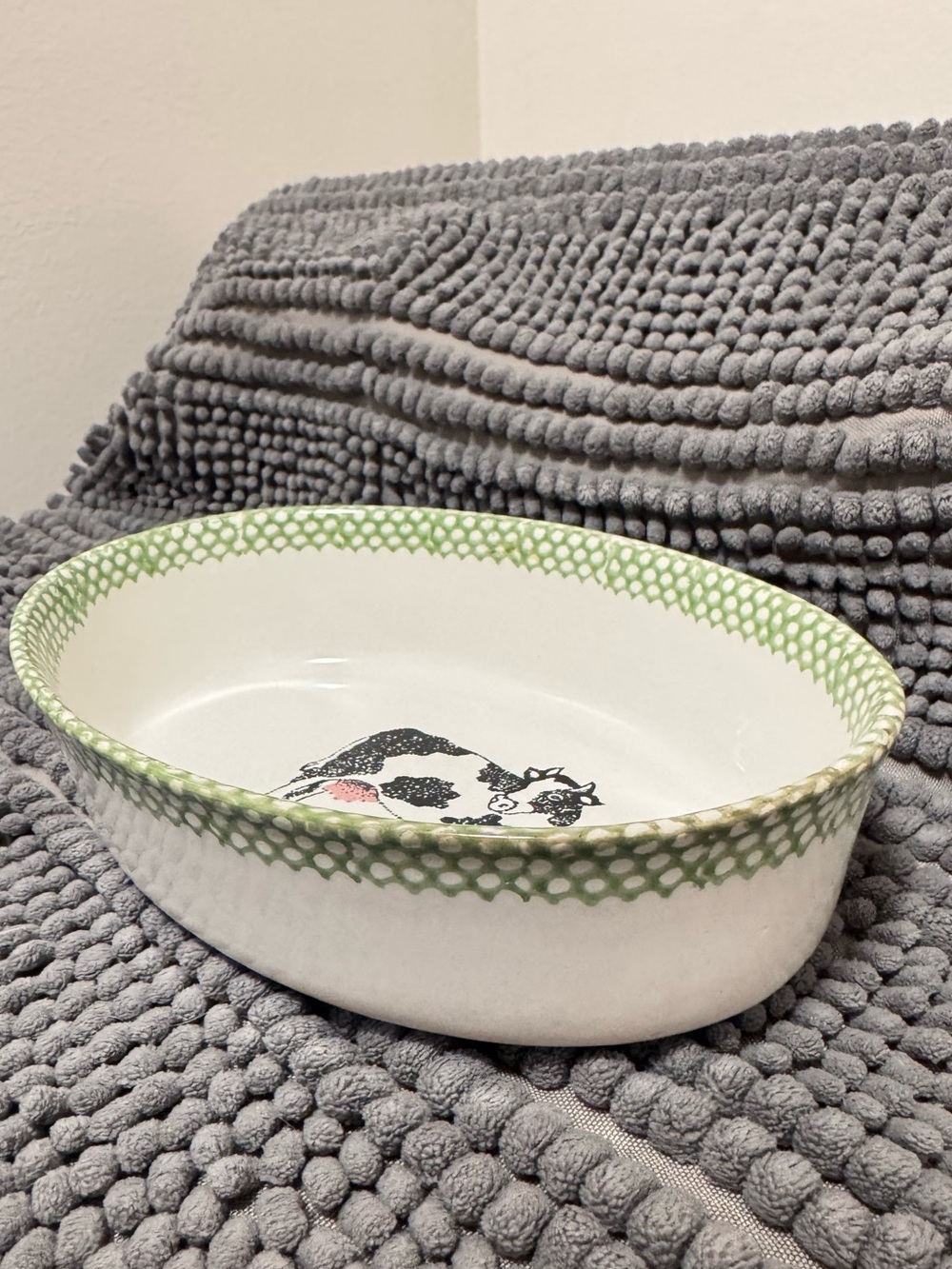 Vintage Teamson Folk Craft Cow Oval Stoneware Dish | Farmhouse Serving Bowl - Picture 3 of 8